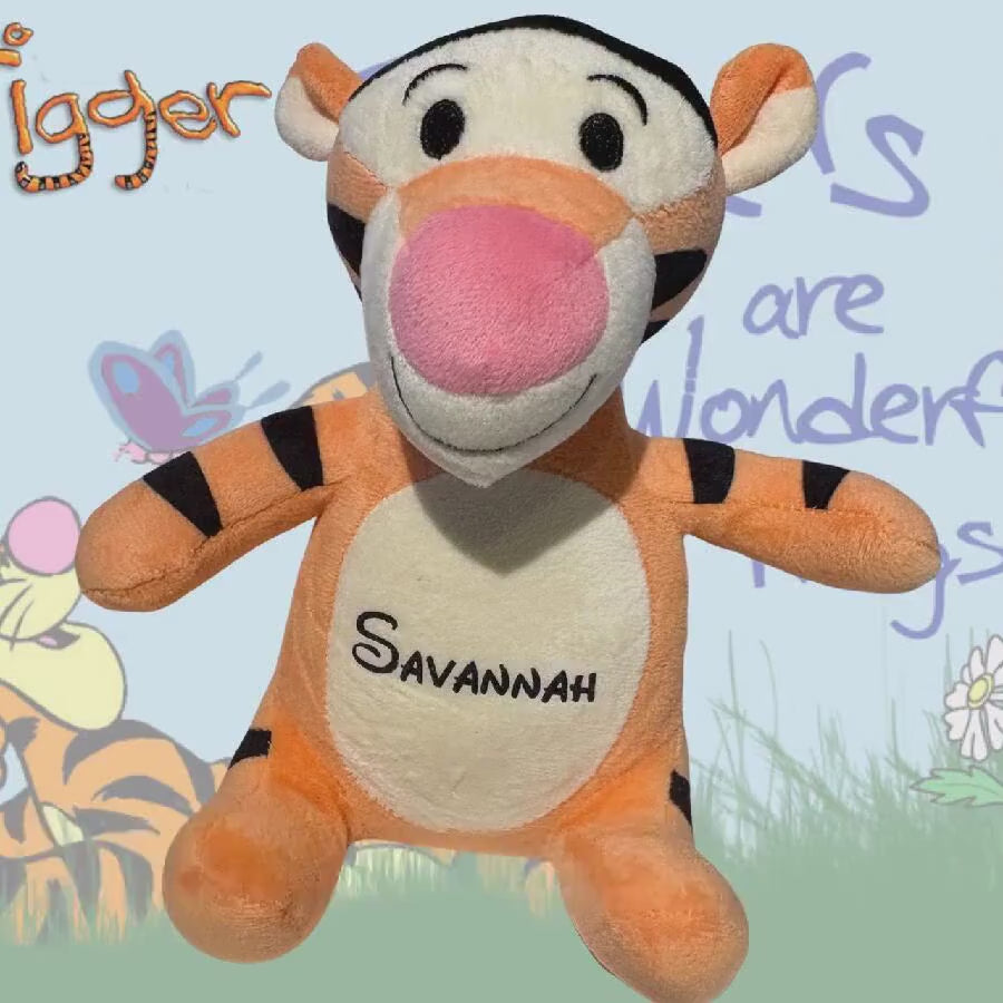 Personalised Tigger Inspired Plushie: Custom Name Cuddly Stuffed Animal (20cm)