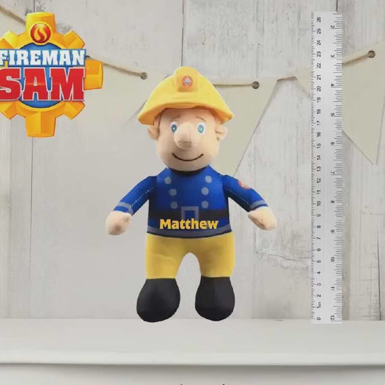 Personalised Fireman Sam Plush Toy – Custom Name Firefighter Gift